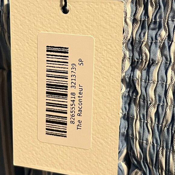 NWT The Raconteur Spaghetti Strap Blue/White Stripe Midi Dress SP - Picture 3 of 4